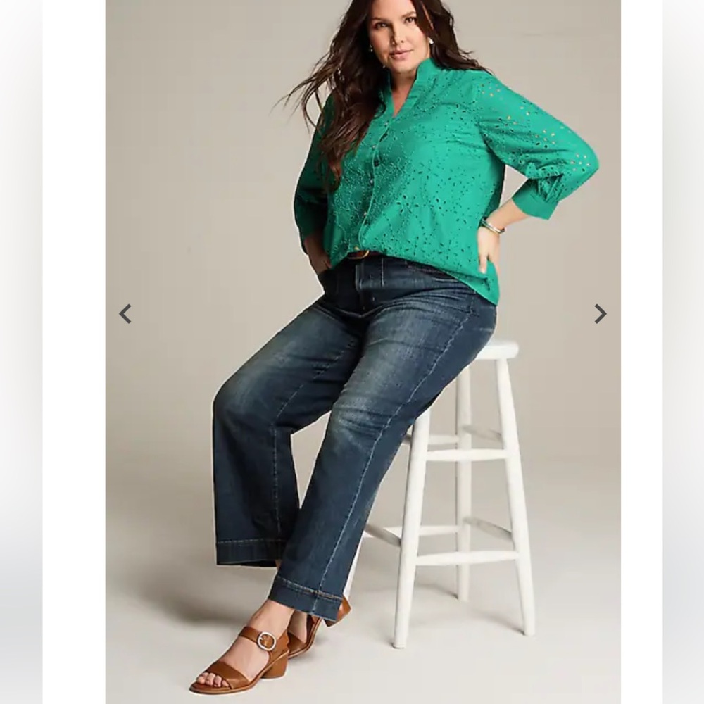 J. Jill Dark Wash Wide Leg Jeans with Blue Denim